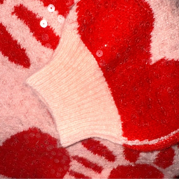 Luna Ivy size S pink w red hearts sequins long sleeve crew neck pullover sweater - Picture 12 of 16